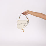 Dior 2020 Calfskin White Mini Saddle Bag