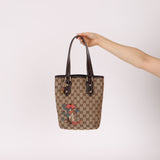 Gucci Monogram Canvas Mushroom Embroidered Tote