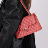 Chanel 2019 Caviar Small Pink Classic Double Flap