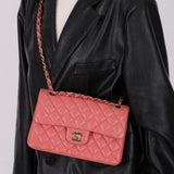 Chanel 2019 Caviar Small Pink Classic Double Flap