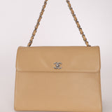 Chanel 2001 Naked Caviar Turnlock Kelly Chain Tote