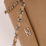 Chanel 2001 Naked Caviar Turnlock Kelly Chain Tote