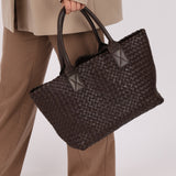 Bottega Veneta Chocolate Intrecciato Small Cabat with Pouch