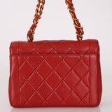 Ultra-Rare Chanel 1995 Red Lambskin Mini Square Flap 24k GP