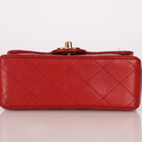 Ultra-Rare Chanel 1995 Red Lambskin Mini Square Flap 24k GP