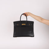 Hermès 2003 Noir Courchevel Retourne Birkin 35 GHW