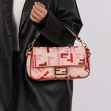 Fendi Zucca Canvas Pink Red Baguette