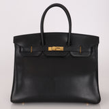 Hermès 2003 Noir Courchevel Retourne Birkin 35 GHW