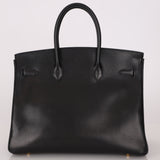 Hermès 2003 Noir Courchevel Retourne Birkin 35 GHW