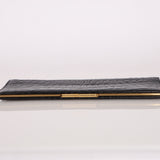Saint Laurent Runway Croc Embossed Midnight Clutch