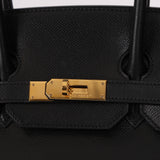 Hermès 2003 Noir Courchevel Retourne Birkin 35 GHW