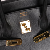 Hermès 2003 Noir Courchevel Retourne Birkin 35 GHW