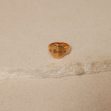 Rare Gucci 18K Yellow Gold Round Plate Logo Pink Sapphire Star Ring