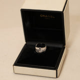 Chanel 18K Bolduc White Gold Diamond Wavy Logo Ring