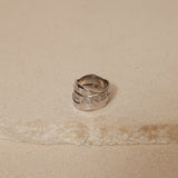 Chanel 18K Bolduc White Gold Diamond Wavy Logo Ring