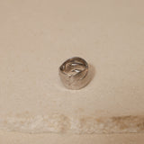 Chanel 18K Bolduc White Gold Diamond Wavy Logo Ring
