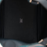 Limited Edition Hermès 2014 Blue Peacock Doblis and Vert Cyprès Swift Picotin 18
