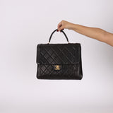 Chanel 1994 Lambskin Turnlock Top Handle Kelly