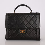 Chanel 1994 Lambskin Turnlock Top Handle Kelly