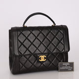 Chanel 1994 Lambskin Turnlock Top Handle Kelly