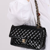 Chanel 2009 Patent Valentine Charms Single Flap Bag