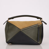 Loewe Suede & Olive Medium Puzzle Bag
