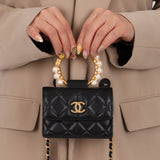Chanel 2021 Pearl Crown Cardholder on Chain