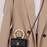 Chanel 2021 Pearl Crown Cardholder on Chain