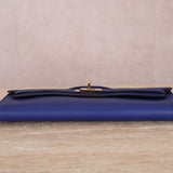 Hermes 2011 Swift Bleu Electrique Kelly Cut Clutch Pochette w/ GHW