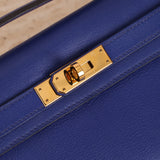 Hermes 2011 Swift Bleu Electrique Kelly Cut Clutch Pochette w/ GHW