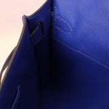 Hermes 2011 Swift Bleu Electrique Kelly Cut Clutch Pochette w/ GHW