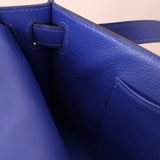 Hermes 2011 Swift Bleu Electrique Kelly Cut Clutch Pochette w/ GHW