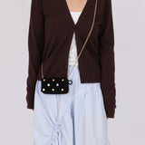 Rare Loewe Suede Coin Anagram Studded Waist Bag