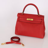 Hermès 2014 Rouge Casaque Togo Kelly 28 GHW