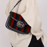 Gucci 1955 Velvet Baiadera Stripe Horsebit Shoulder Bag