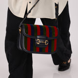 Gucci 1955 Velvet Baiadera Stripe Horsebit Shoulder Bag