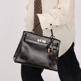 Hermès 1979 Chocolate Box Retourne Kelly 32 with Strap