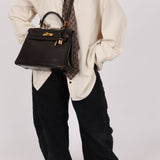 Hermès 1979 Chocolate Box Retourne Kelly 32 with Strap