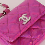 Chanel 24C Iridescent Patent Quilted Carabiner Card Holder