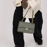 Chanel 2018 Eucalyptus Green Iridescent Caviar Small Double Flap