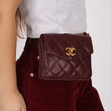 Chanel 1993 Bordeaux Caviar Envelope Turnlock Waist Bag 24K GP