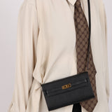 Hermès 2020 Noir Epsom Kelly To Go Wallet with Strap GHW