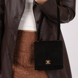 Chanel 1998 Multi Strap Microsuede Turn-Lock Flap Bag 24k GP