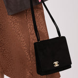 Chanel 1998 Multi Strap Microsuede Turn-Lock Flap Bag 24k GP