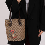 Gucci Monogram Canvas Mushroom Embroidered Tote