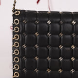 Chanel 2015 Lambskin Chocolate Bar Piercing CC Studded Mini Full Flap