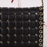 Chanel 2015 Lambskin Chocolate Bar Piercing CC Studded Mini Full Flap
