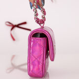 Chanel 24C Iridescent Patent Quilted Carabiner Card Holder