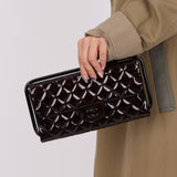 Ultra-Rare Runway Chanel 2014 Chocolate Patent Metal Handle Clutch