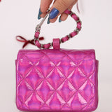 Chanel 24C Iridescent Patent Quilted Carabiner Card Holder